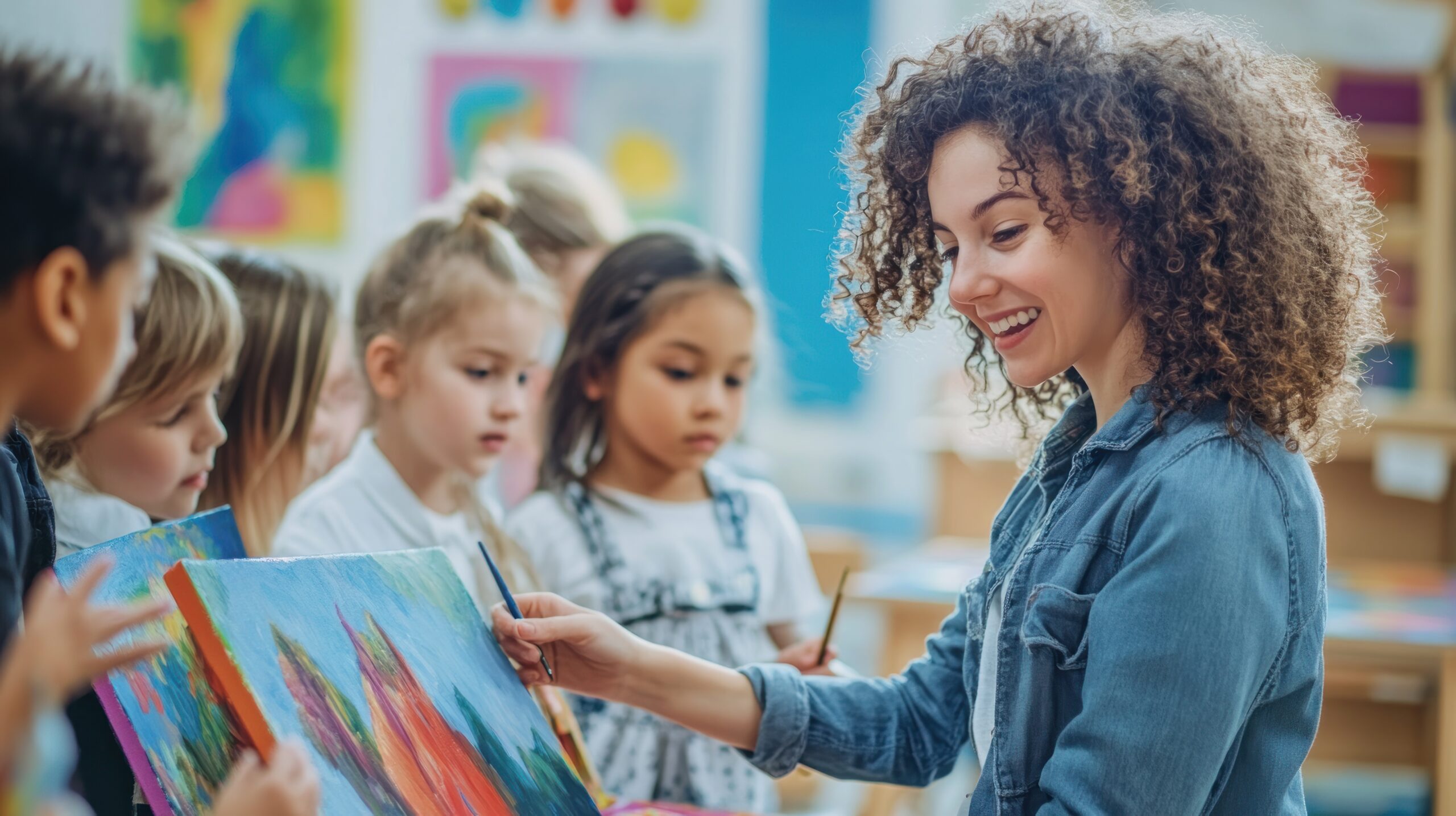 Art Class with Teacher and Students