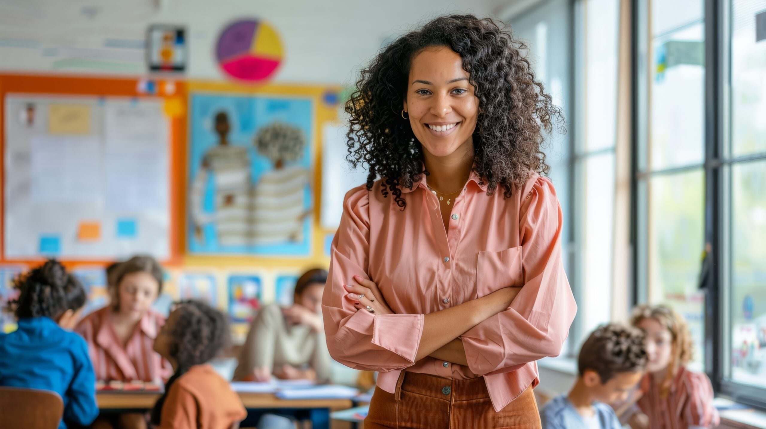 The teacher in a classroom